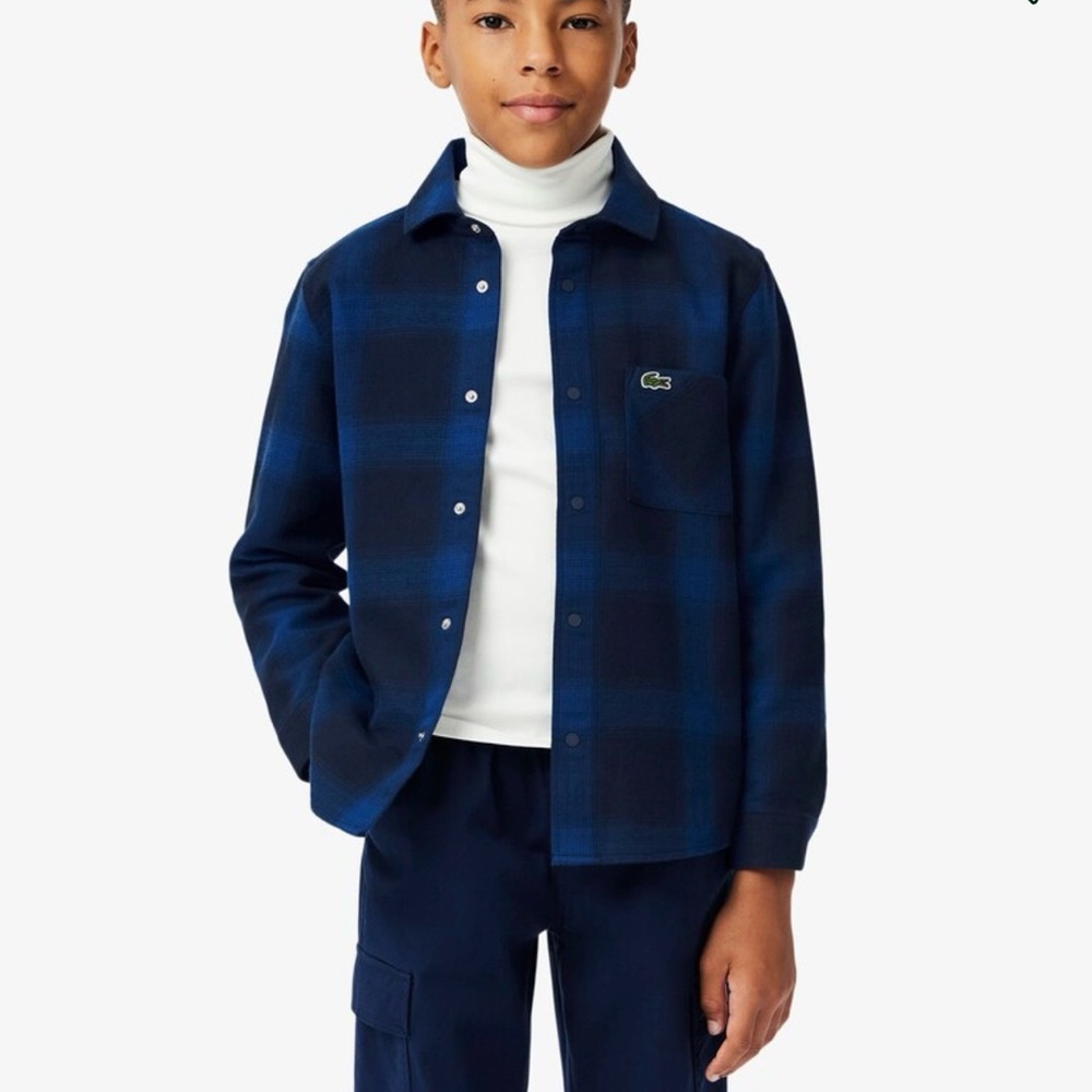 Lacoste Kids' Plaid Flannel Overshirt